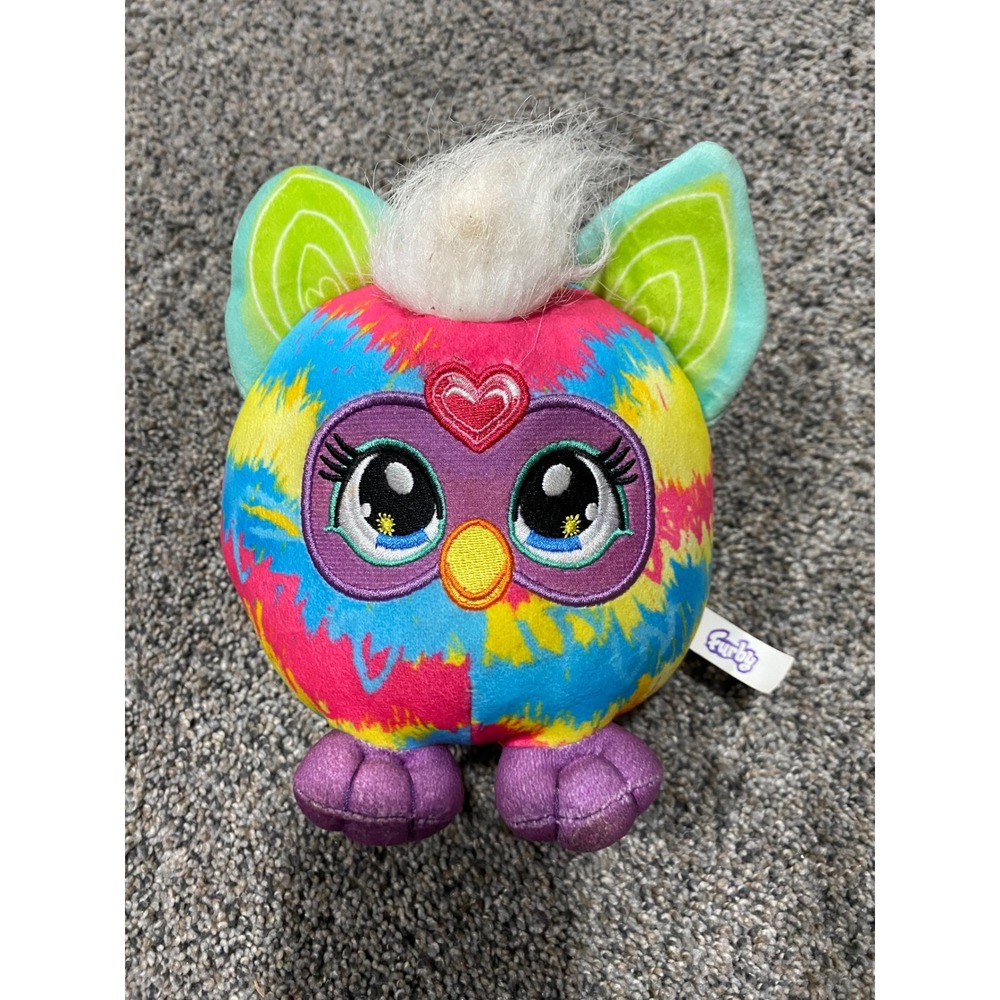 Hasbro Furby Tie Dye Plush Stuffed Animal Pink Blue Yellow 6 Inch Toy